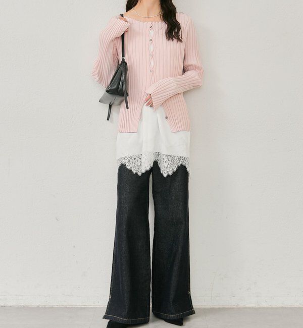  「ラウンドスリットリブカーディガン」|カーディガン|