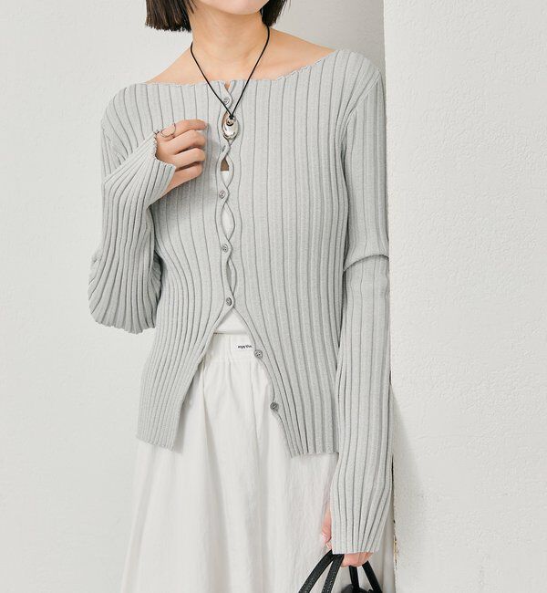  「ラウンドスリットリブカーディガン」|カーディガン|