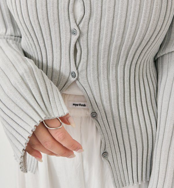  「ラウンドスリットリブカーディガン」|カーディガン|