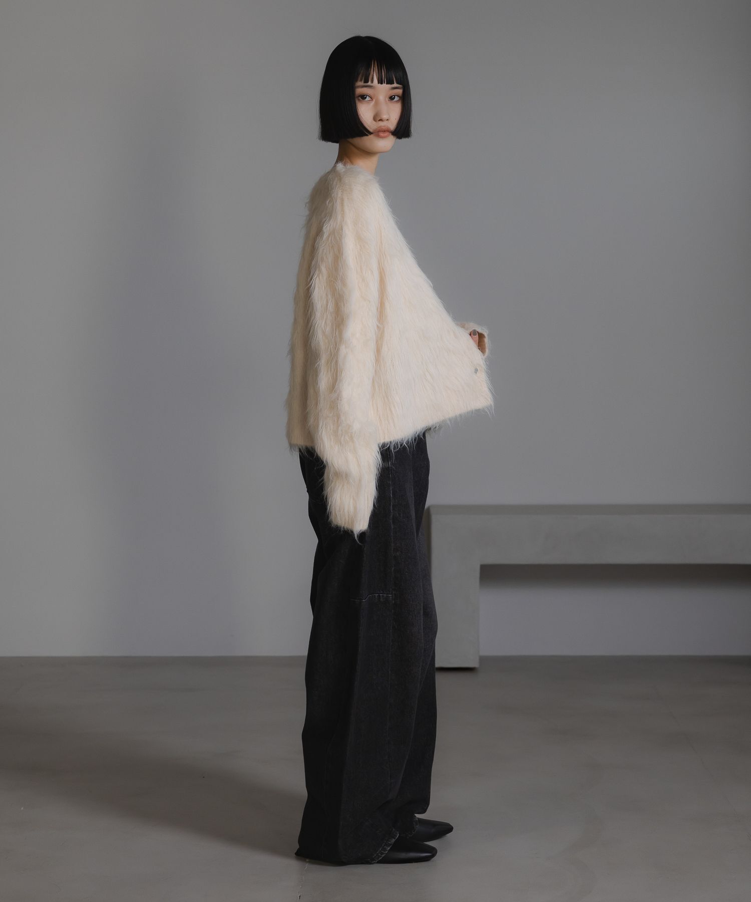 LOWRYS FARM「シャギーショートＶカーディガン」|ニット・セーター|