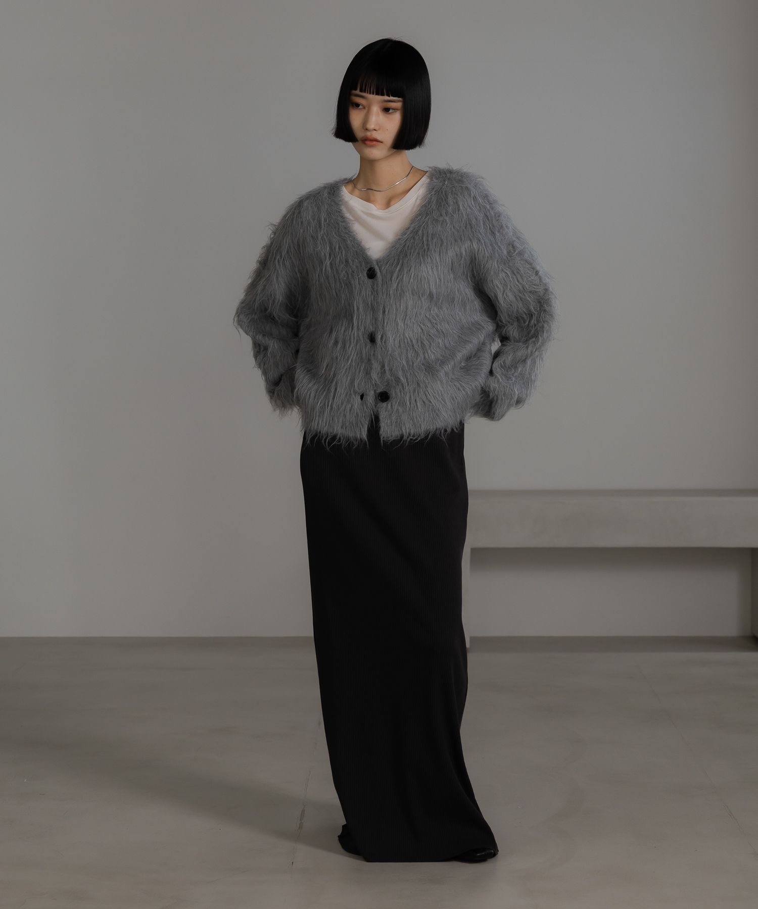 LOWRYS FARM「シャギーショートＶカーディガン」|ニット・セーター|