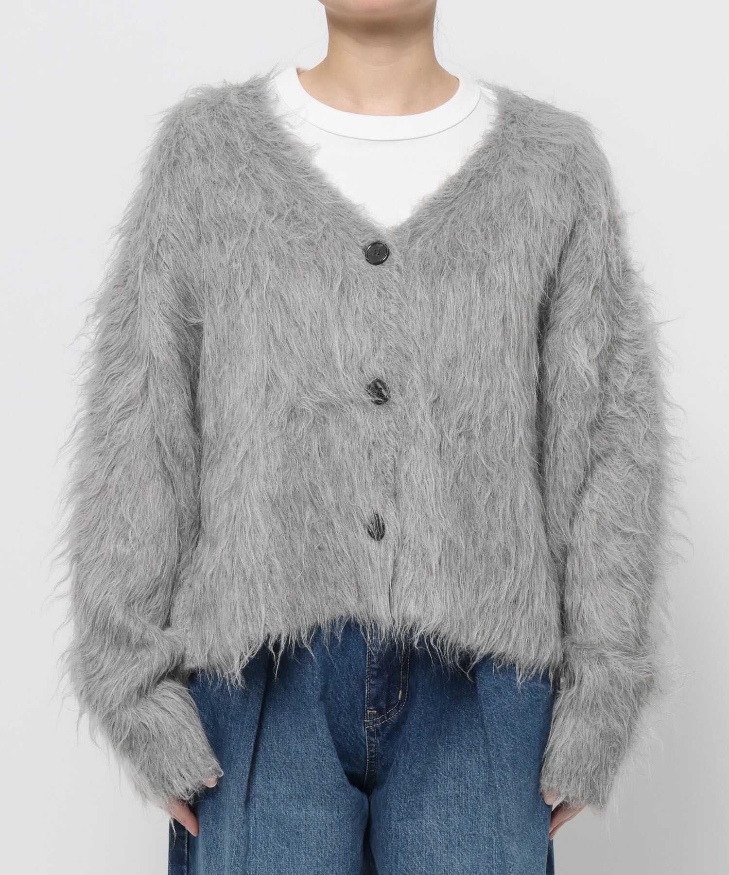 LOWRYS FARM「シャギーショートＶカーディガン」|ニット・セーター|