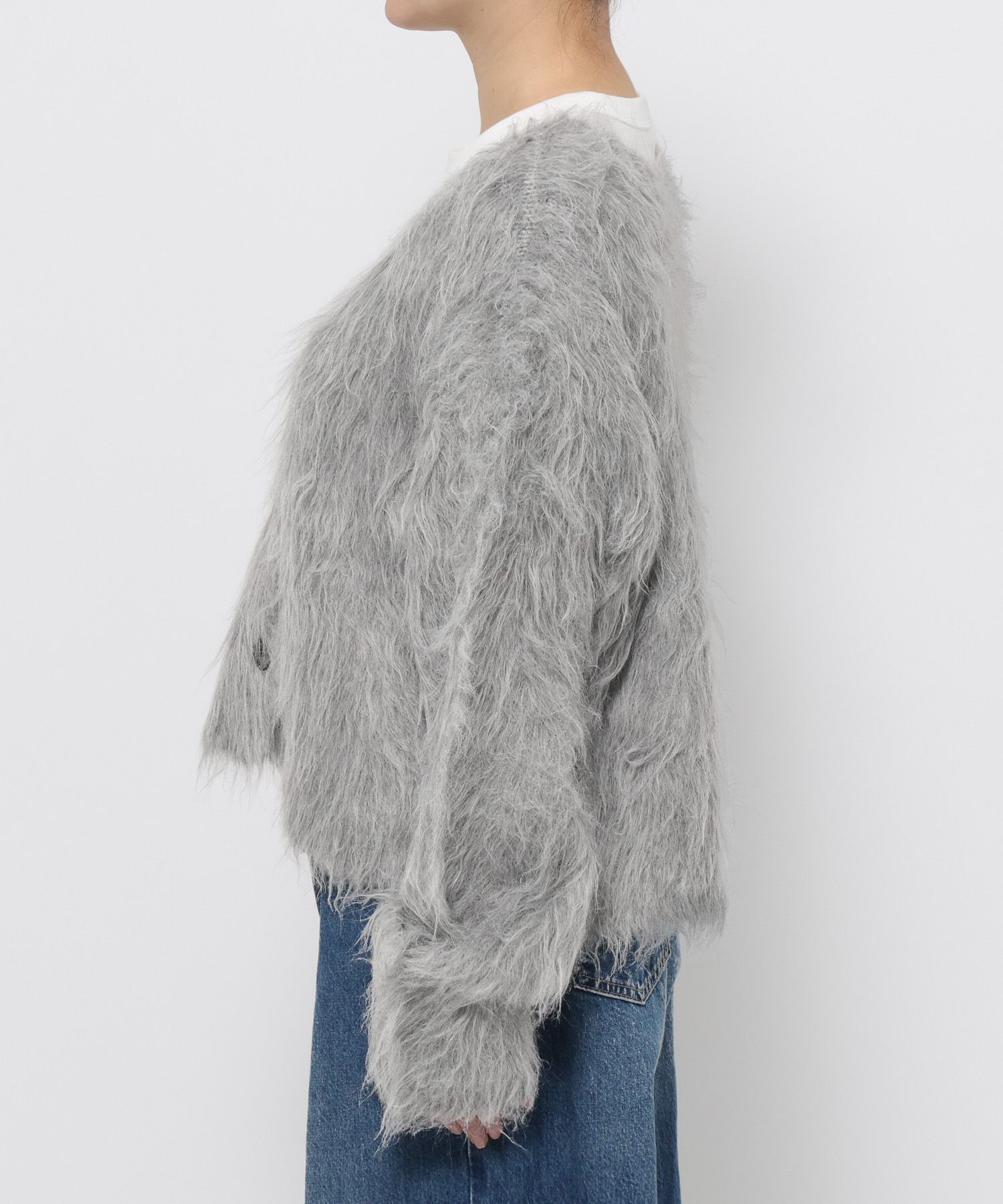 LOWRYS FARM「シャギーショートＶカーディガン」|ニット・セーター|