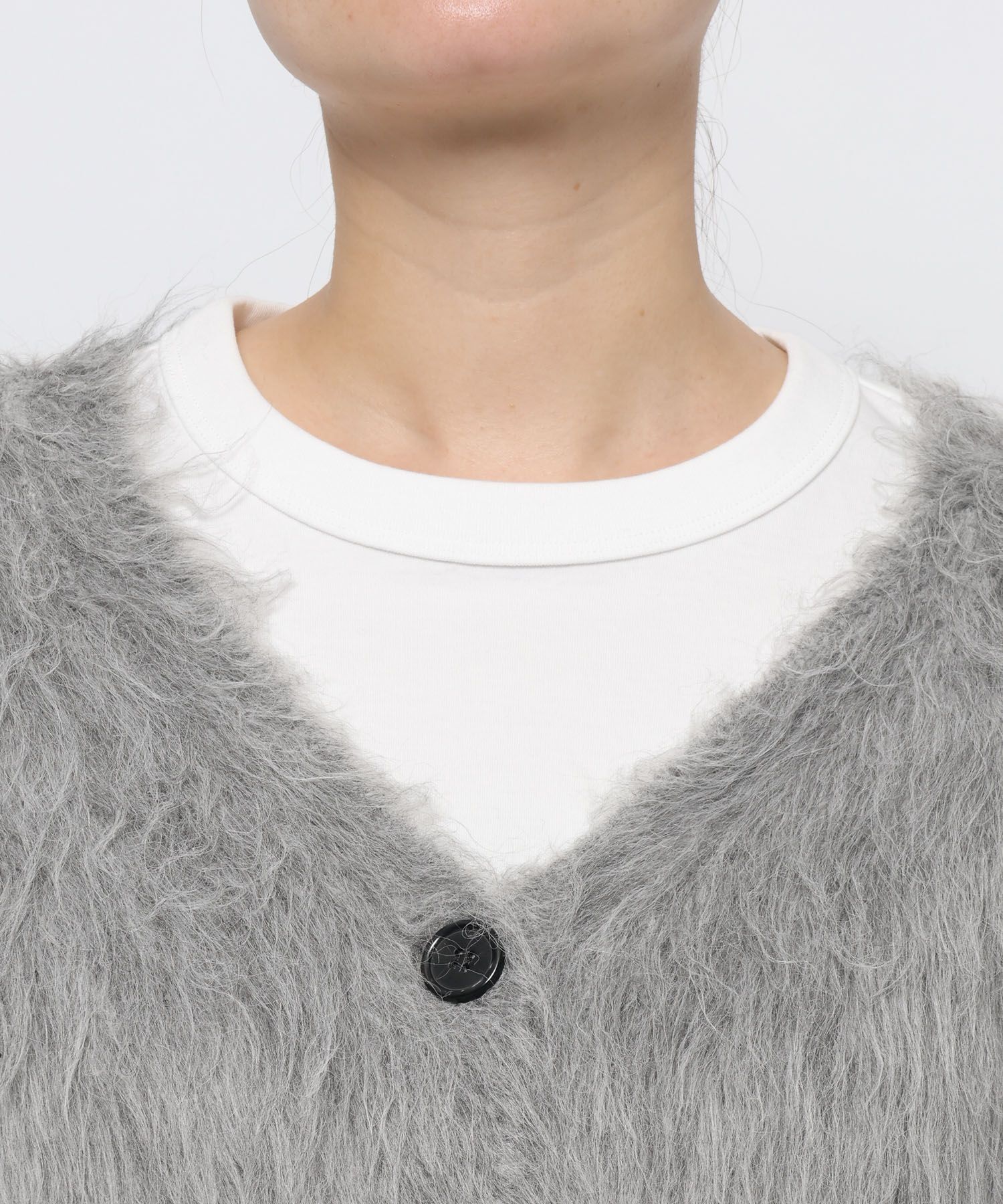 LOWRYS FARM「シャギーショートＶカーディガン」|ニット・セーター|