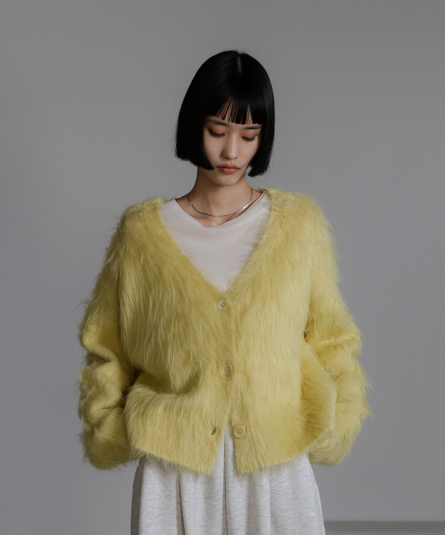 LOWRYS FARM「シャギーショートＶカーディガン」|ニット・セーター|