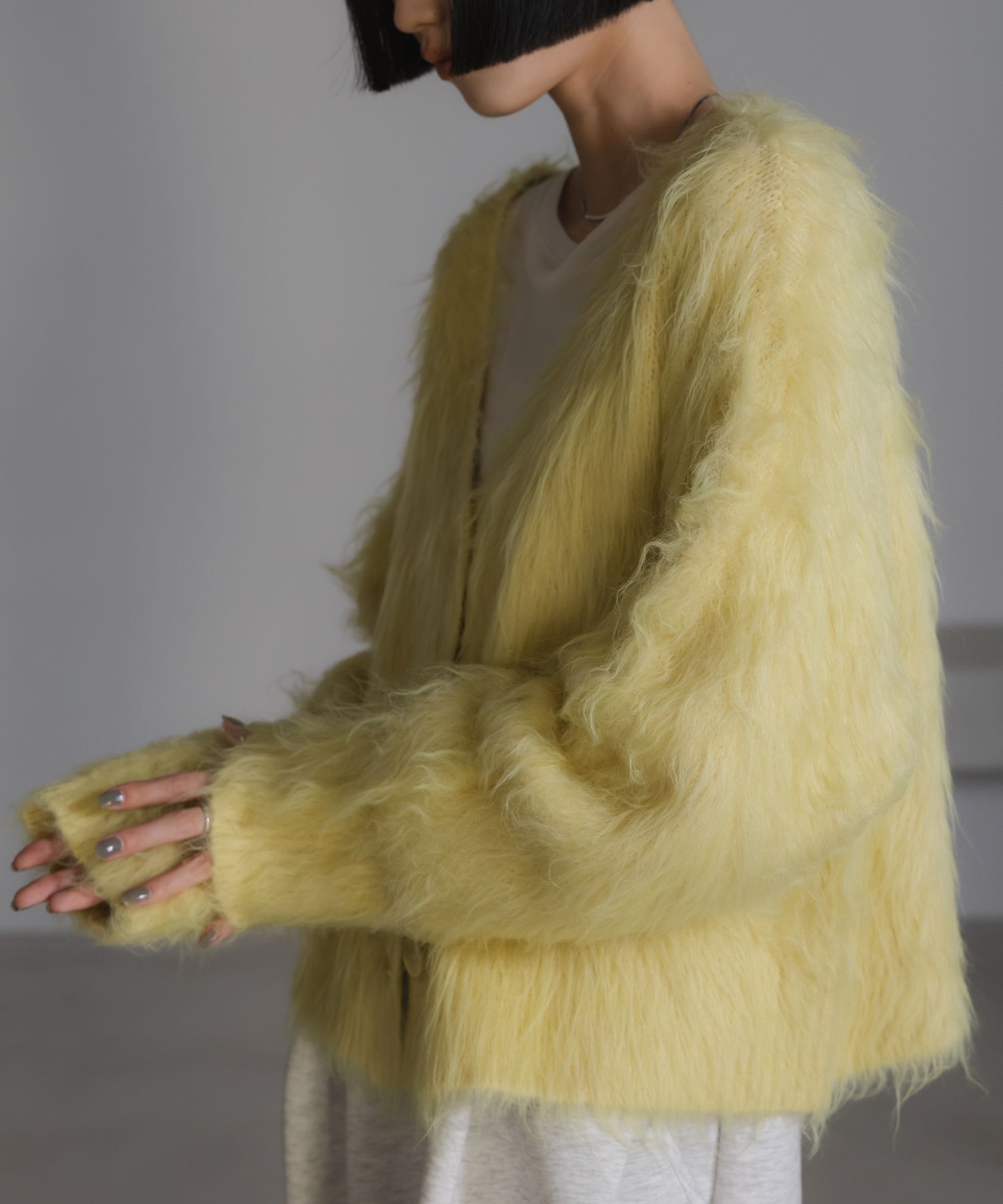 LOWRYS FARM「シャギーショートＶカーディガン」|ニット・セーター|