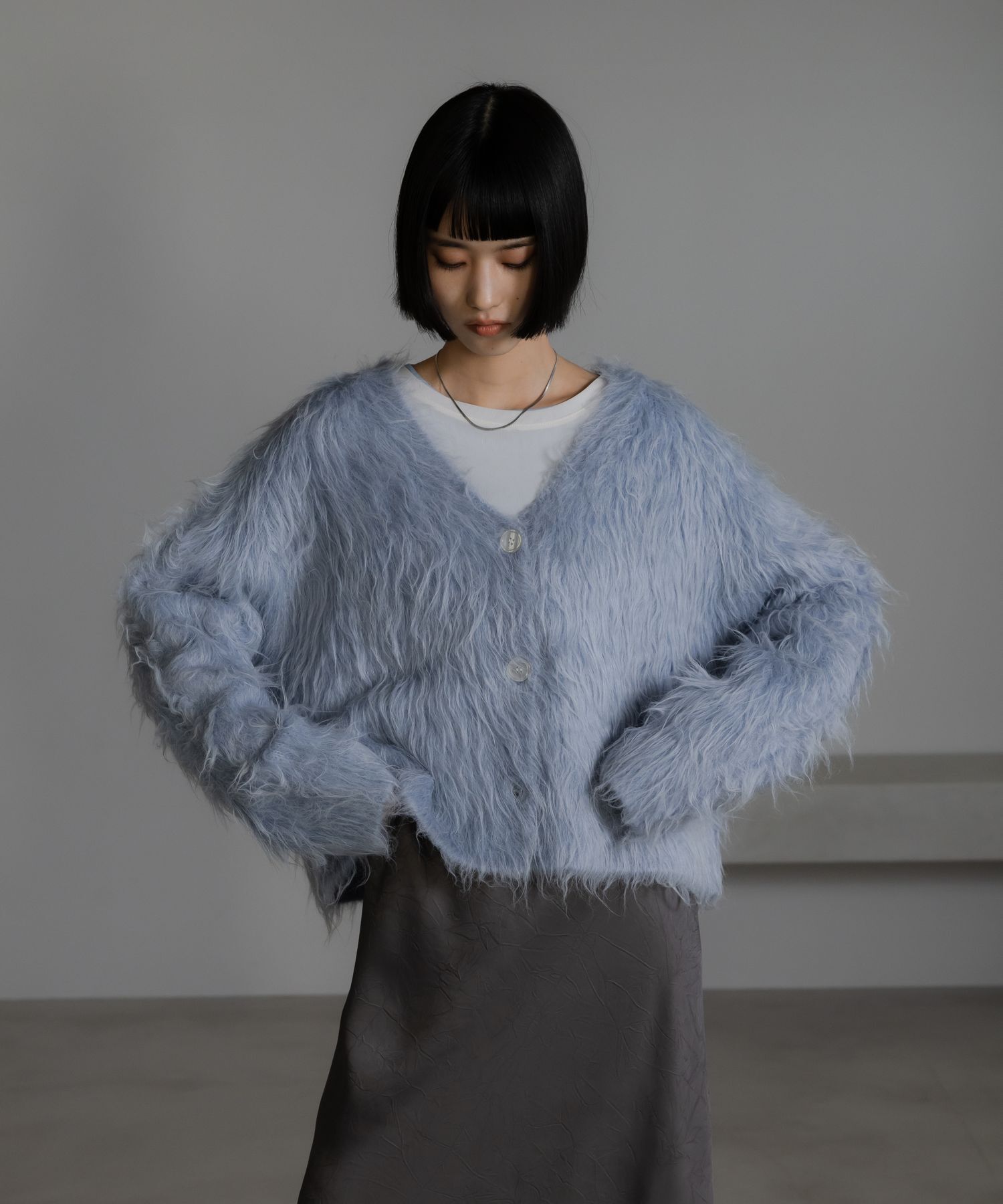 LOWRYS FARM「シャギーショートＶカーディガン」|ニット・セーター|