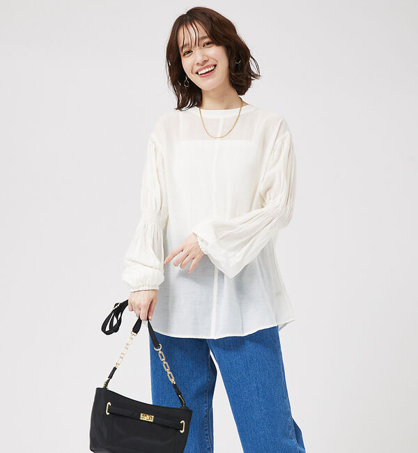 abahouse mavie「キャンディスリーブ2WAYシアーブラウス」|シャツ・ブラウス|アイボリー