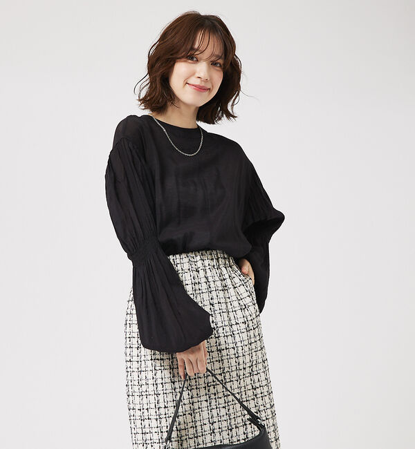 abahouse mavie「キャンディスリーブ2WAYシアーブラウス」|シャツ・ブラウス|ブラック