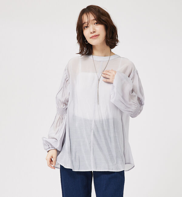 abahouse mavie「キャンディスリーブ2WAYシアーブラウス」|シャツ・ブラウス|サックスブルー