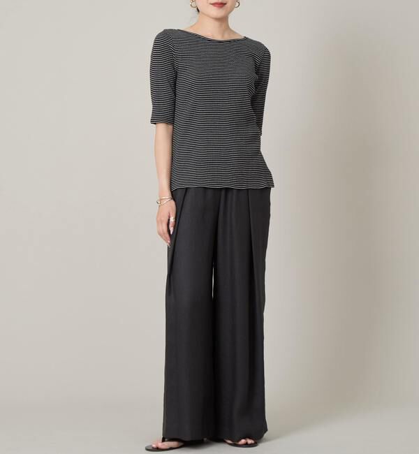 Liesse「ボートネック＆分袖ボーダープルオーバー」|Tシャツ・カットソー|