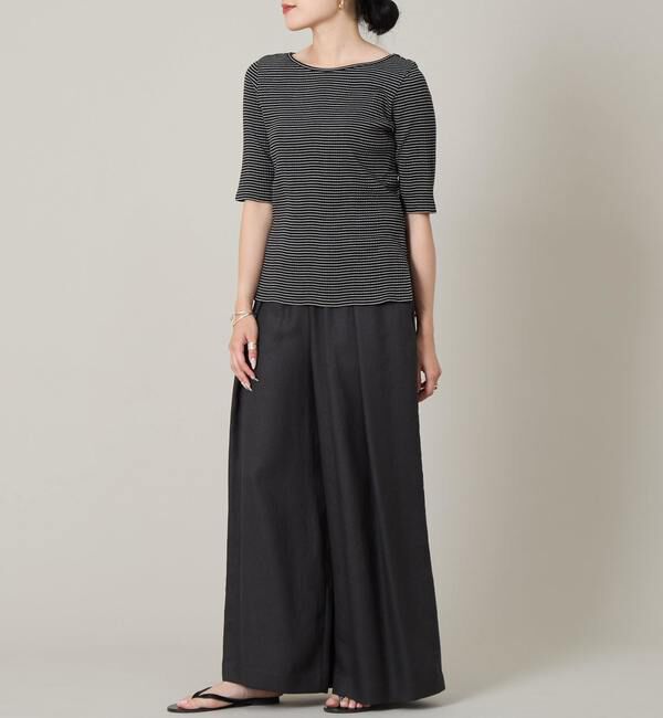 Liesse「ボートネック＆分袖ボーダープルオーバー」|Tシャツ・カットソー|