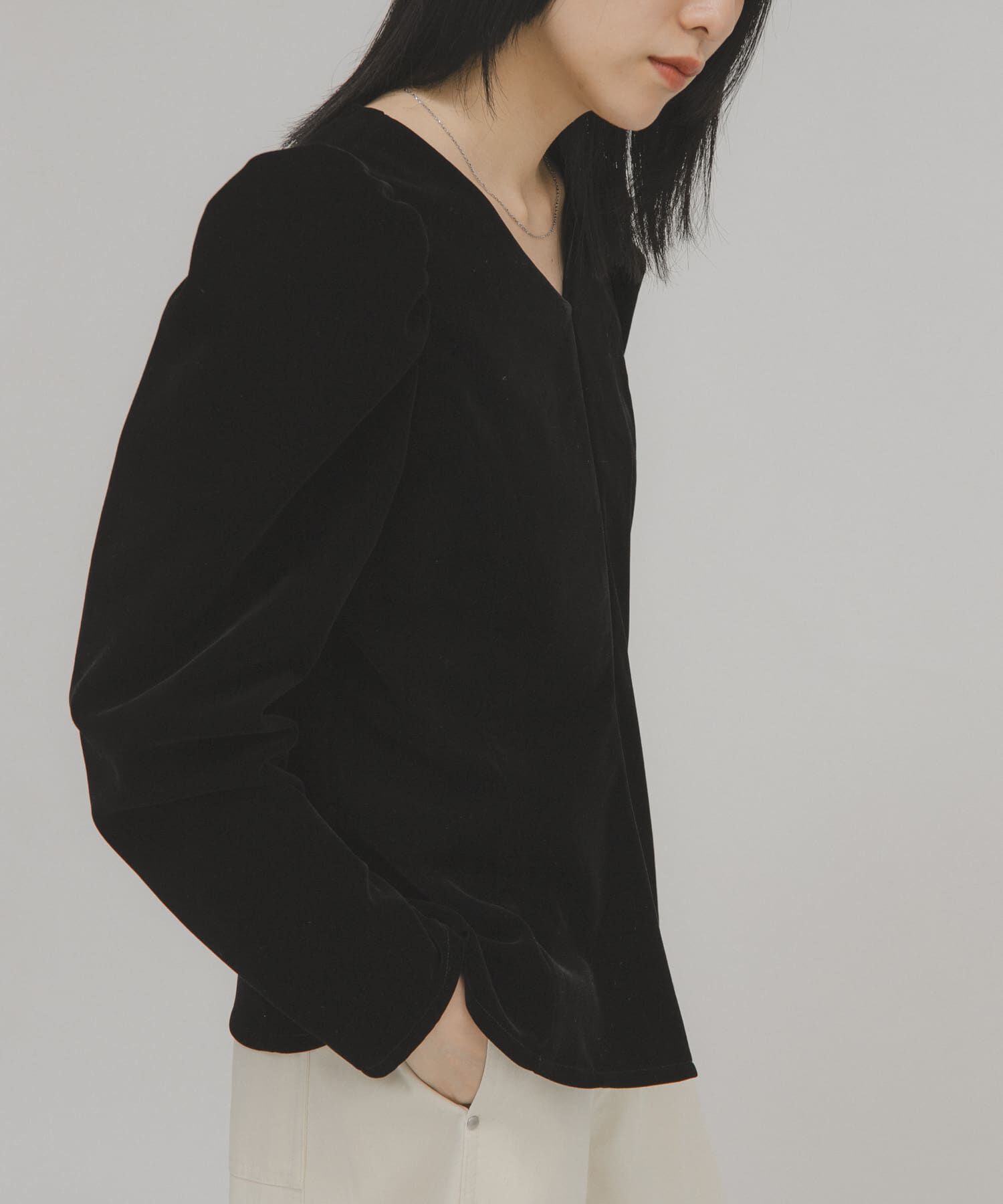  「パフスリーブベロアブラウス」|シャツ・ブラウス|