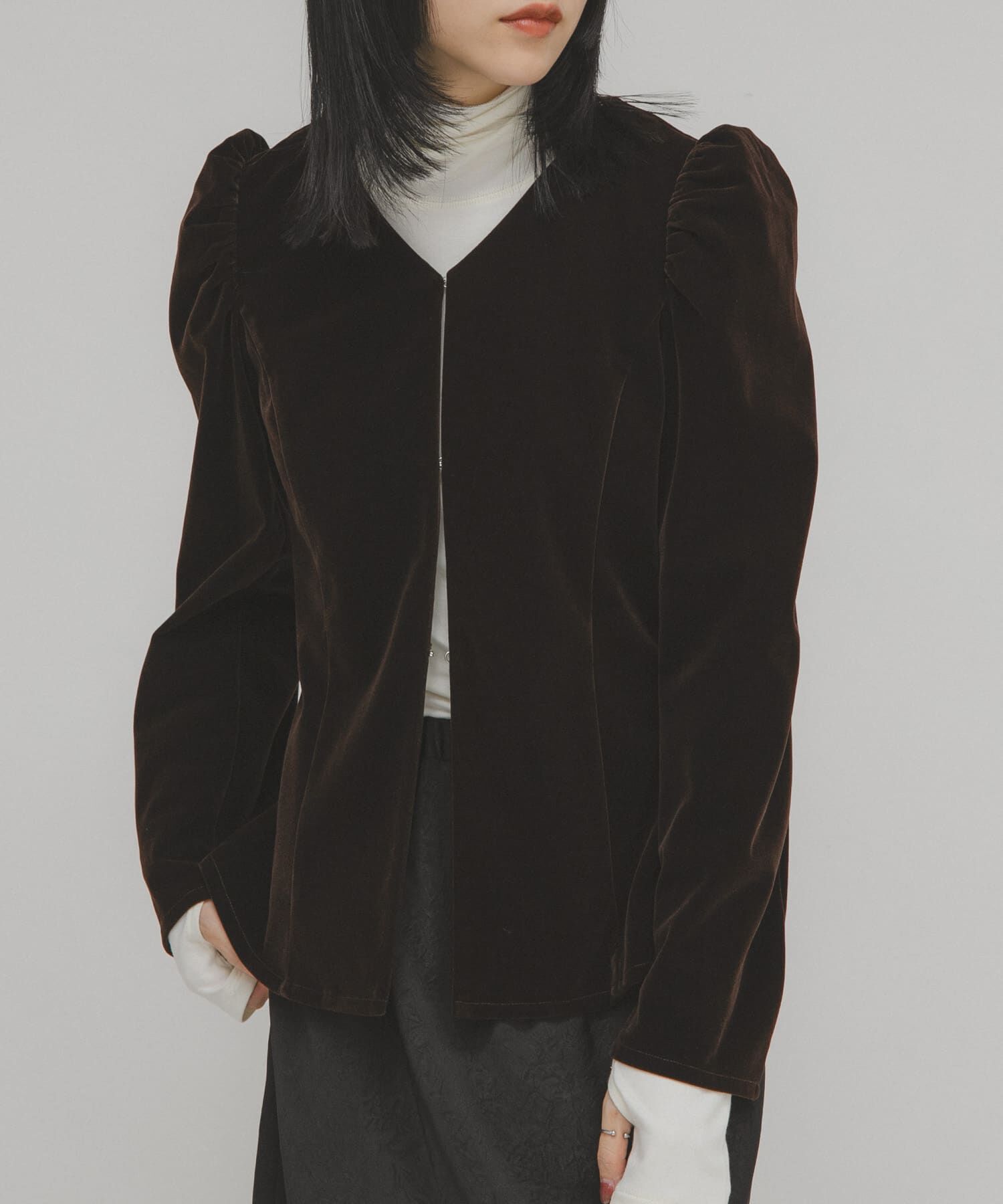  「パフスリーブベロアブラウス」|シャツ・ブラウス|