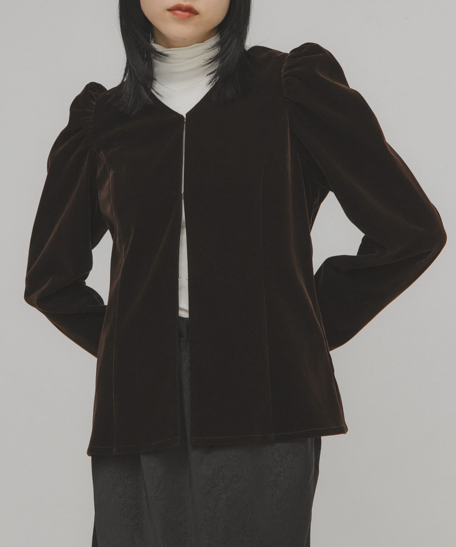  「パフスリーブベロアブラウス」|シャツ・ブラウス|