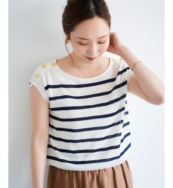 le.coeur blanc「ショルダーボタンフレンチニット」|ニット・セーター|