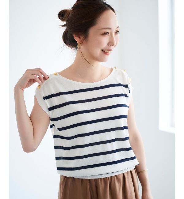 le.coeur blanc「ショルダーボタンフレンチニット」|ニット・セーター|