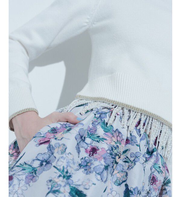 LOULOU WILLOUGHBY「【LOULOU WILLOUGHBY】フェイクパールフリンジフェザープルオーバー」|ニット・セーター|