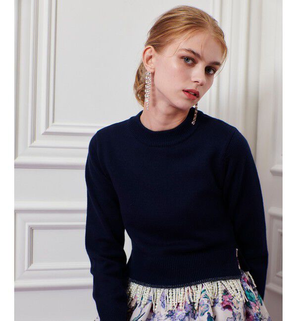 LOULOU WILLOUGHBY「【LOULOU WILLOUGHBY】フェイクパールフリンジフェザープルオーバー」|ニット・セーター|