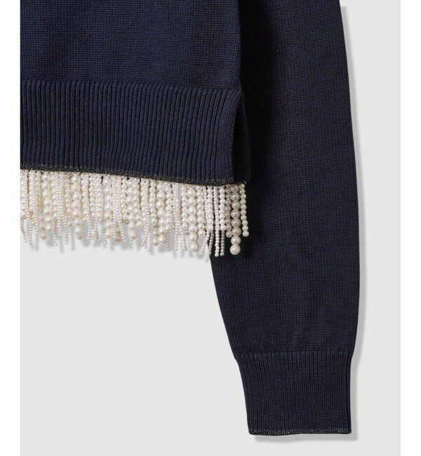 LOULOU WILLOUGHBY「【LOULOU WILLOUGHBY】フェイクパールフリンジフェザープルオーバー」|ニット・セーター|