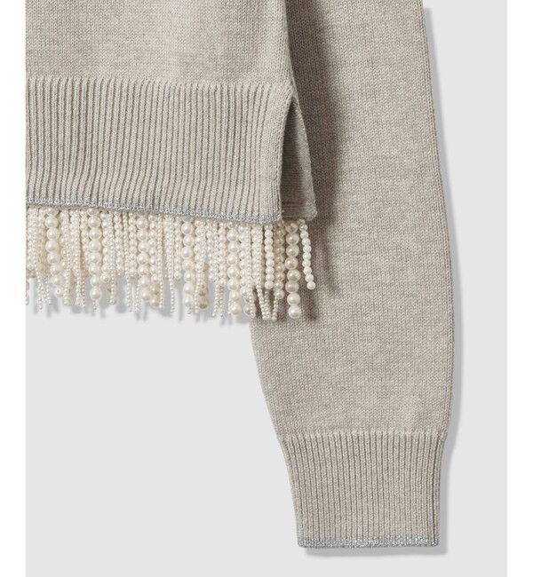 LOULOU WILLOUGHBY「【LOULOU WILLOUGHBY】フェイクパールフリンジフェザープルオーバー」|ニット・セーター|