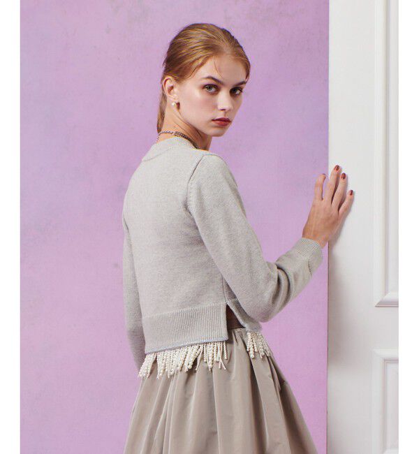 LOULOU WILLOUGHBY「【LOULOU WILLOUGHBY】フェイクパールフリンジフェザープルオーバー」|ニット・セーター|