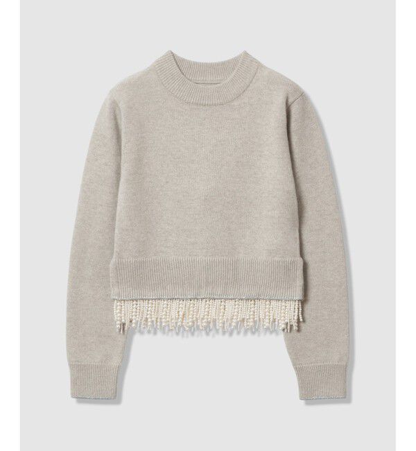 LOULOU WILLOUGHBY「【LOULOU WILLOUGHBY】フェイクパールフリンジフェザープルオーバー」|ニット・セーター|