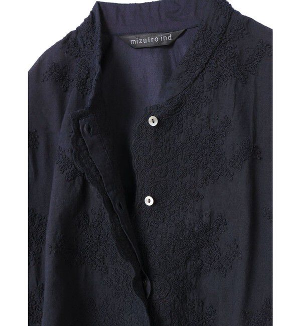 mizuiro ind「mizuiro ind レーススタンドカラーワイドシャツ」|シャツ・ブラウス|