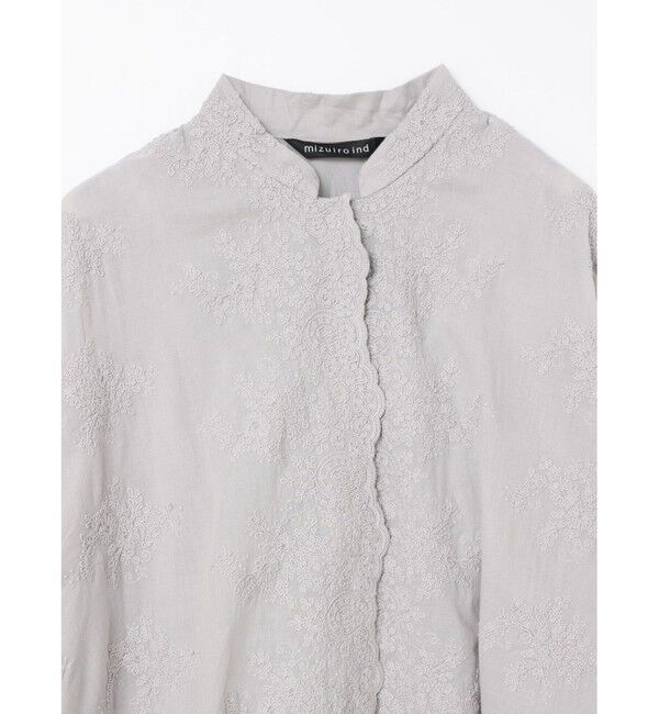 mizuiro ind「mizuiro ind レーススタンドカラーワイドシャツ」|シャツ・ブラウス|