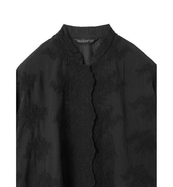 mizuiro ind「mizuiro ind レーススタンドカラーワイドシャツ」|シャツ・ブラウス|