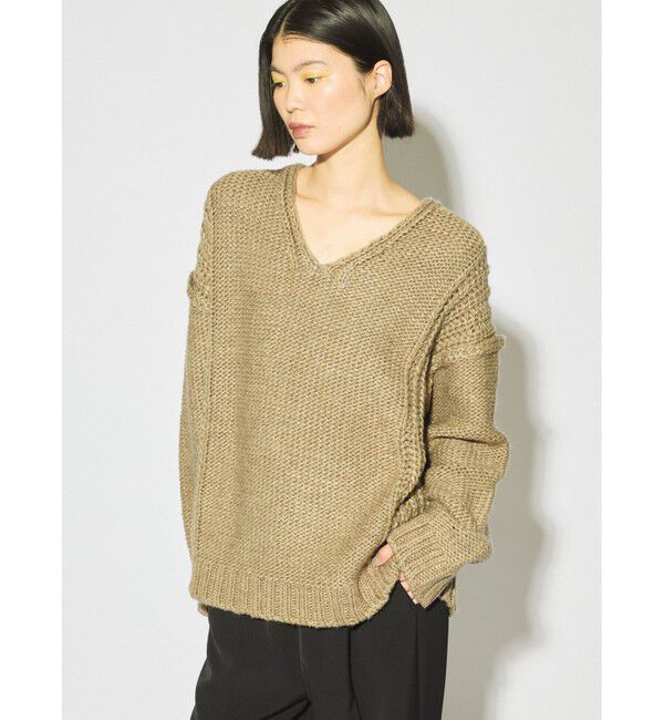 MIDIUMISOLID「MIDIUMISOLID for Ladies ローゲージVネックプルオーバー」|ニット・セーター|