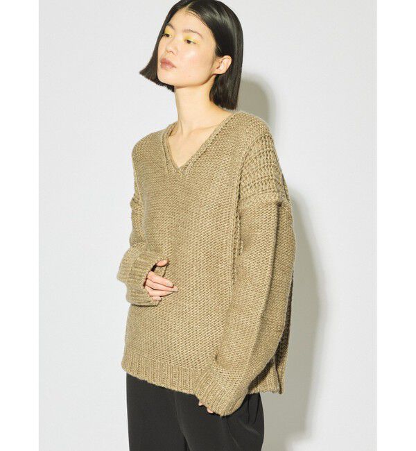 MIDIUMISOLID「MIDIUMISOLID for Ladies ローゲージVネックプルオーバー」|ニット・セーター|