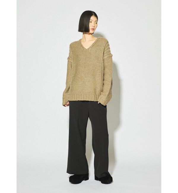 MIDIUMISOLID「MIDIUMISOLID for Ladies ローゲージVネックプルオーバー」|ニット・セーター|