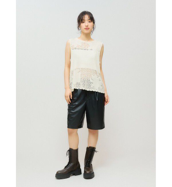 MIDIUMISOLID「MIDIUMISOLID for Ladies レースリブベスト」|ベスト・ジレ|