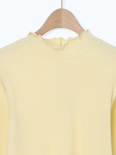 Samansa Mos2「配色メローカットリブフリルスタンドネックインナー」|Tシャツ・カットソー|