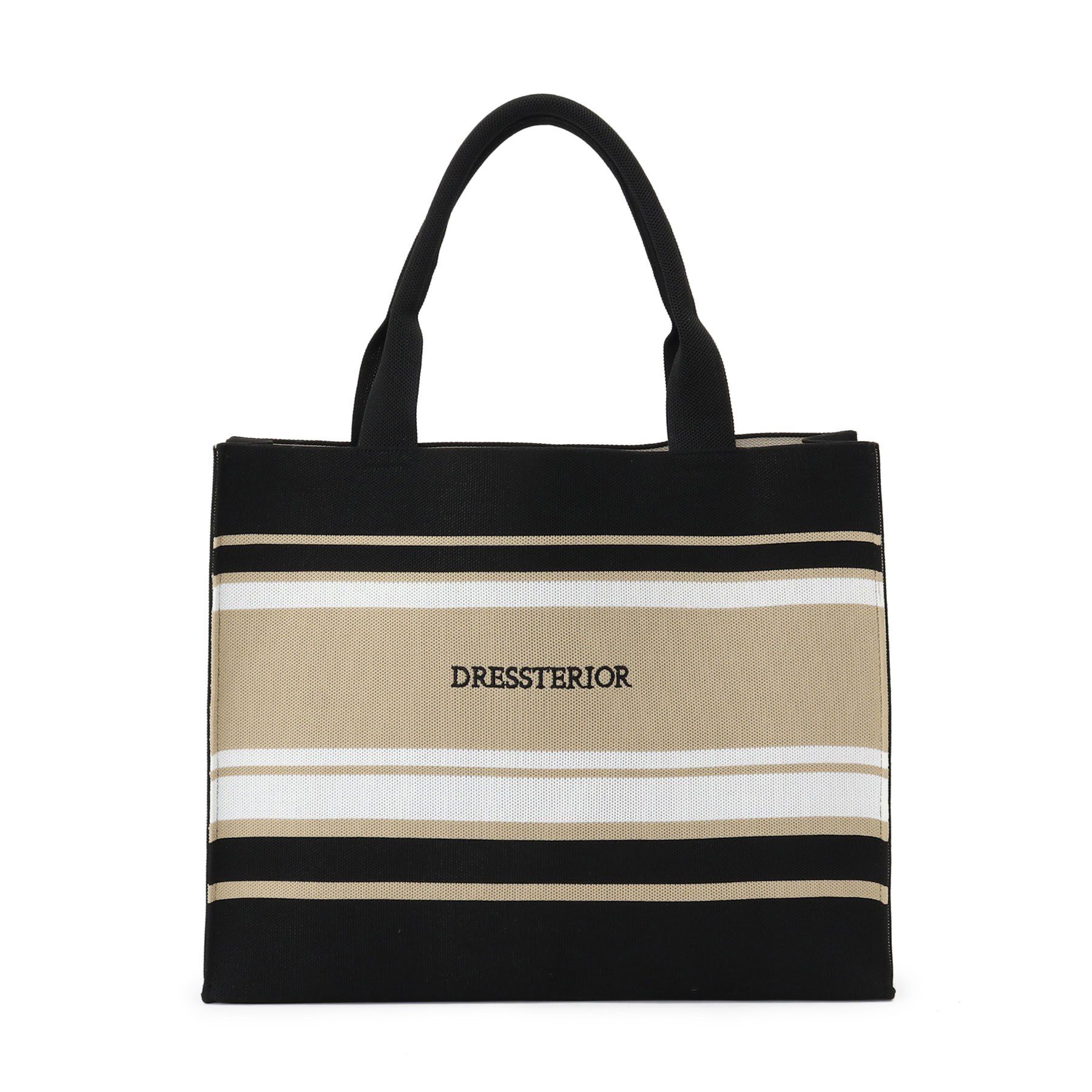 DRESSTERIOR「ボーダーニットラージトート」|トートバッグ|ブラック(319)