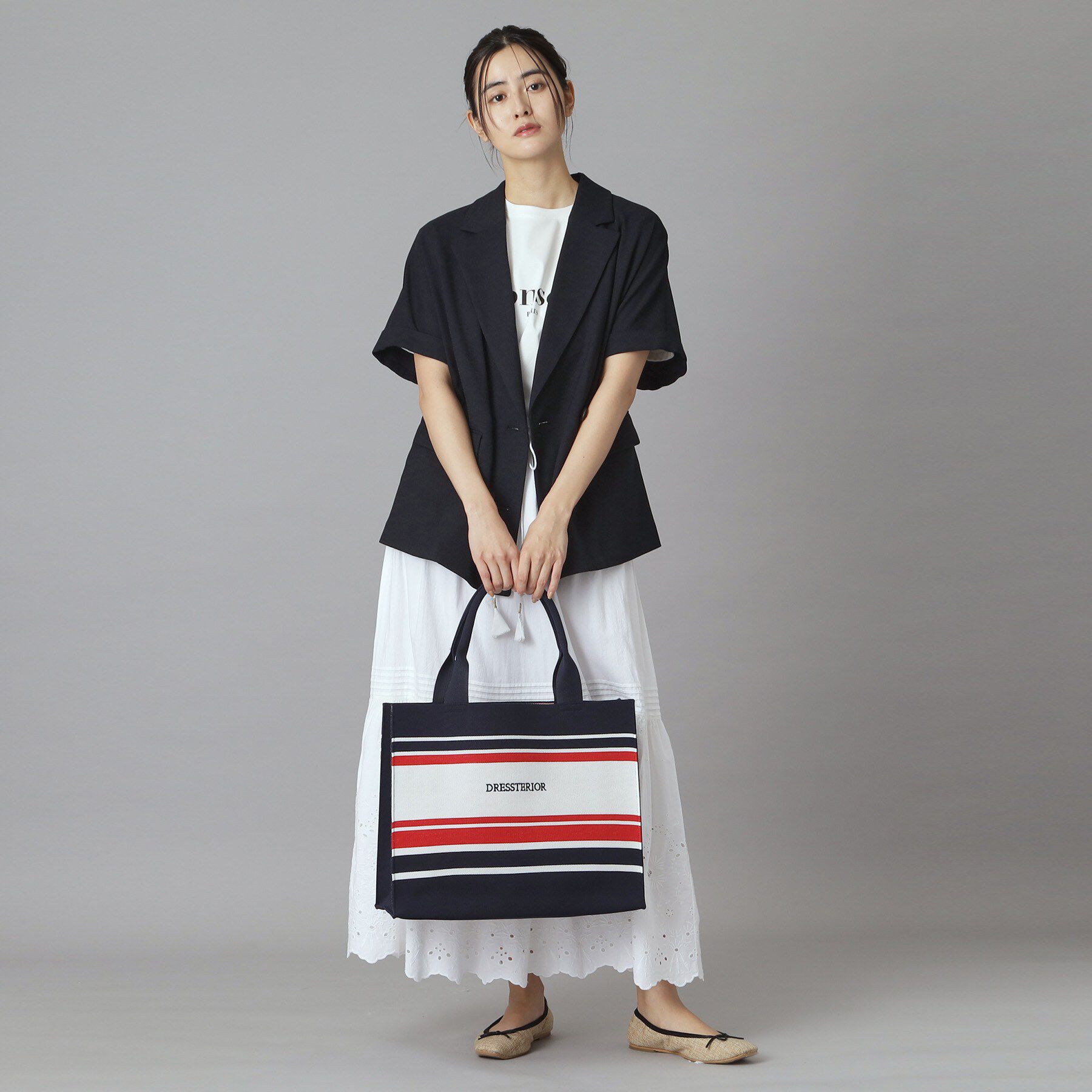 DRESSTERIOR「ボーダーニットラージトート」|トートバッグ|