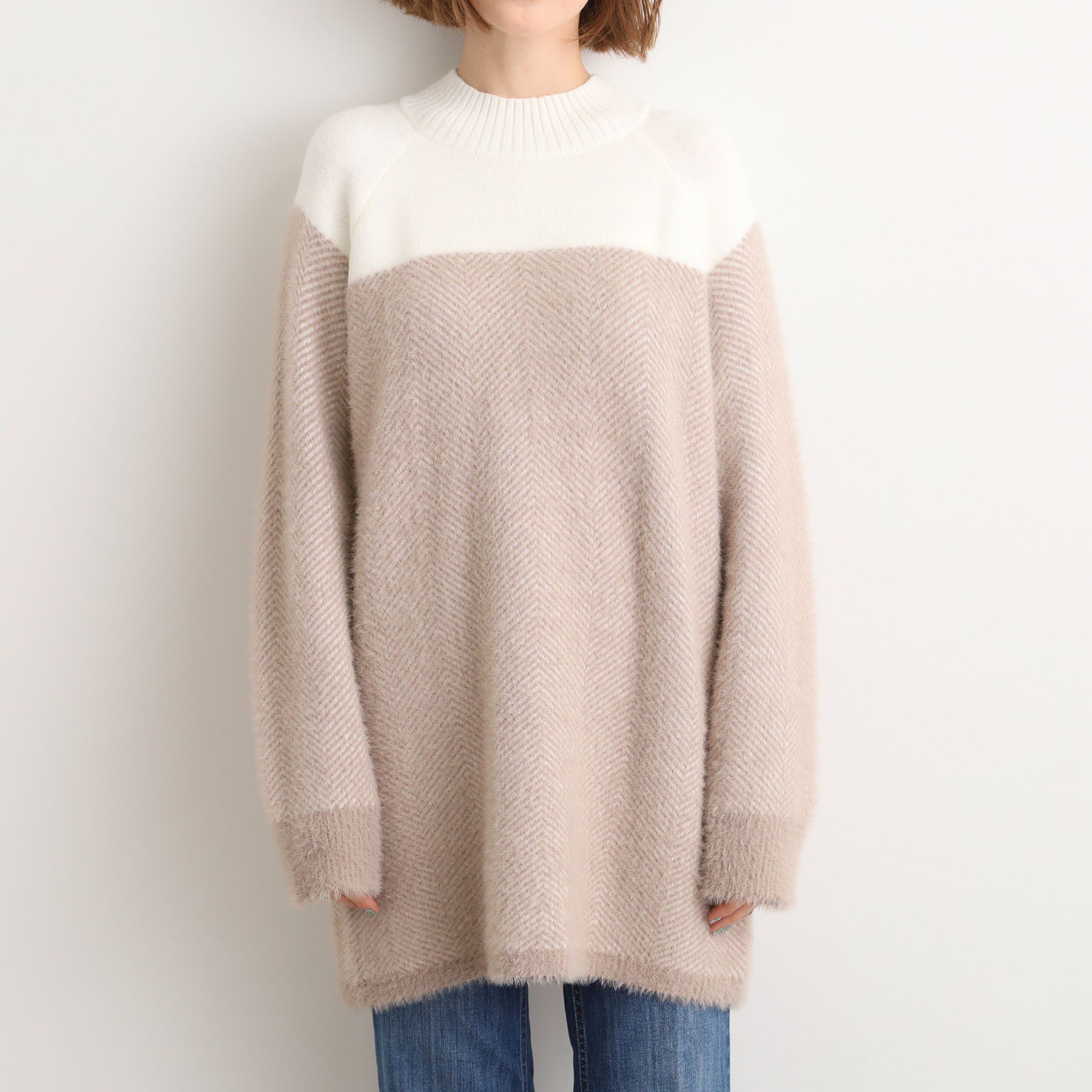 grove「ヘリンボーンジャカードチュニック」|ニット・セーター|