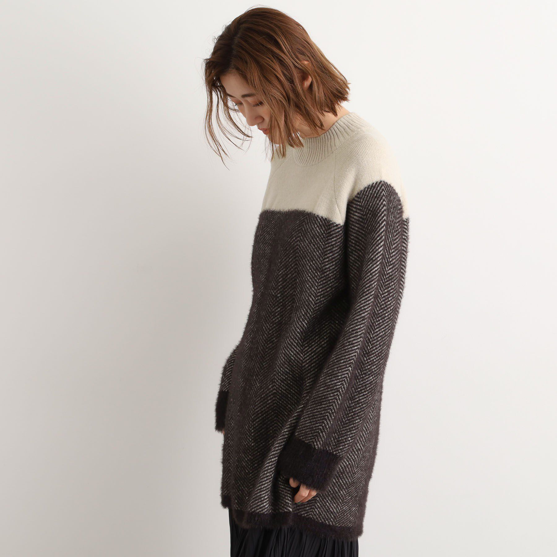 grove「ヘリンボーンジャカードチュニック」|ニット・セーター|
