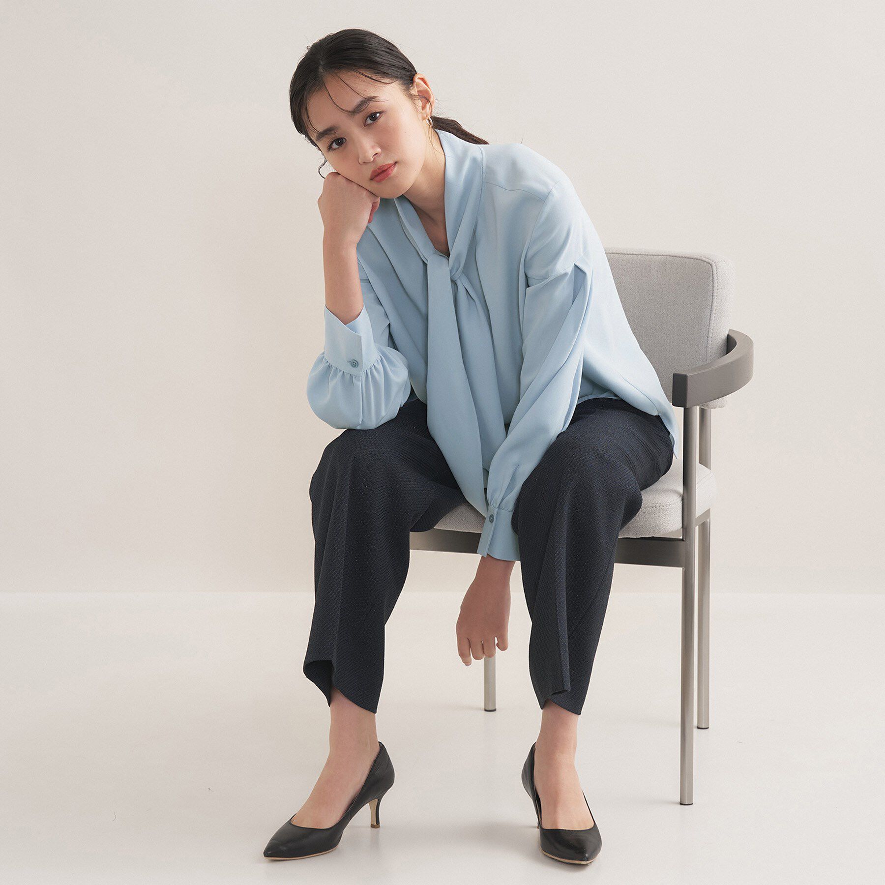 INDIVI「【セレモニー／洗える】ジョーゼットボウタイブラウス」|シャツ・ブラウス|