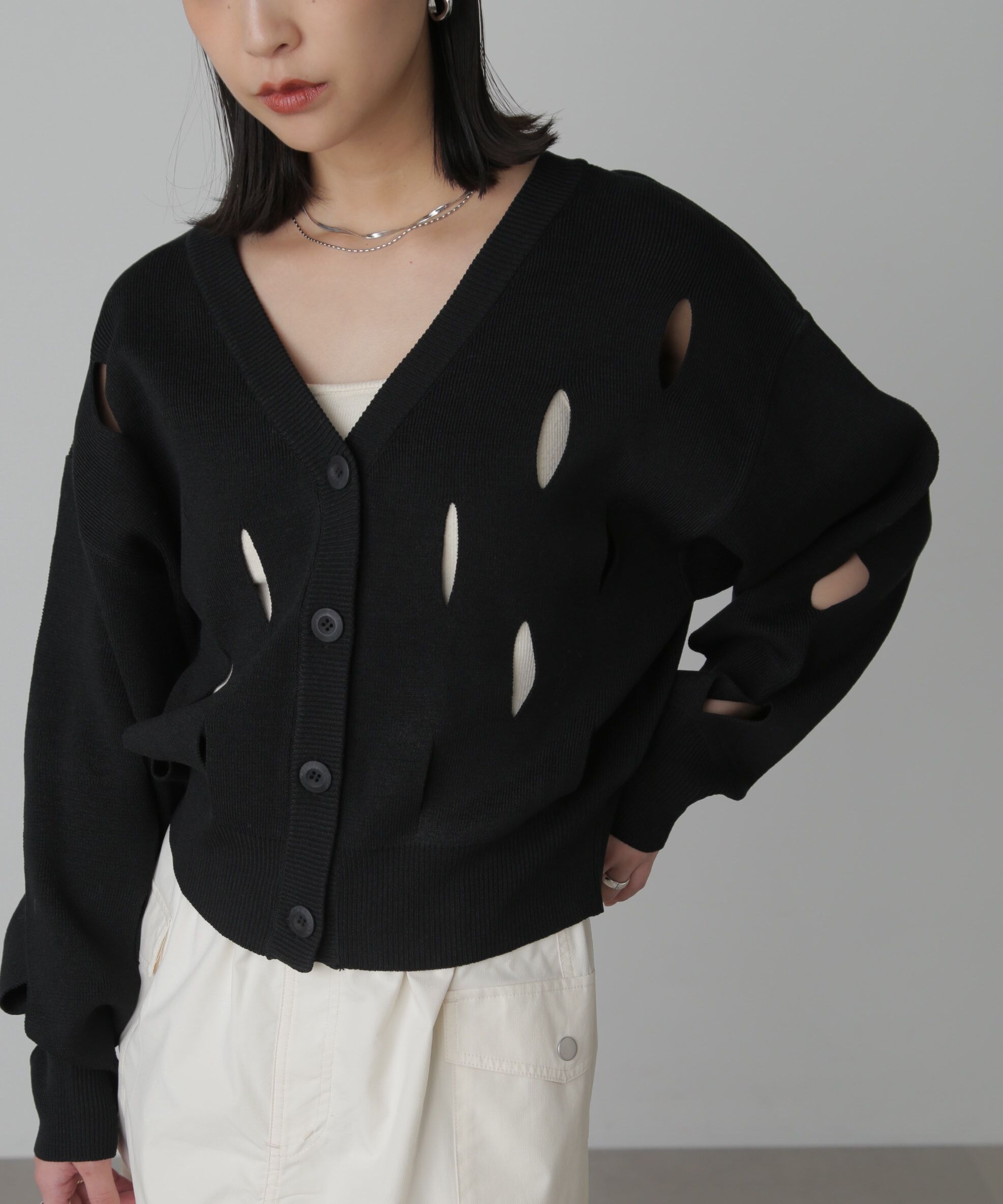  「前後2Wayカットアウトニット」|ニット・セーター|