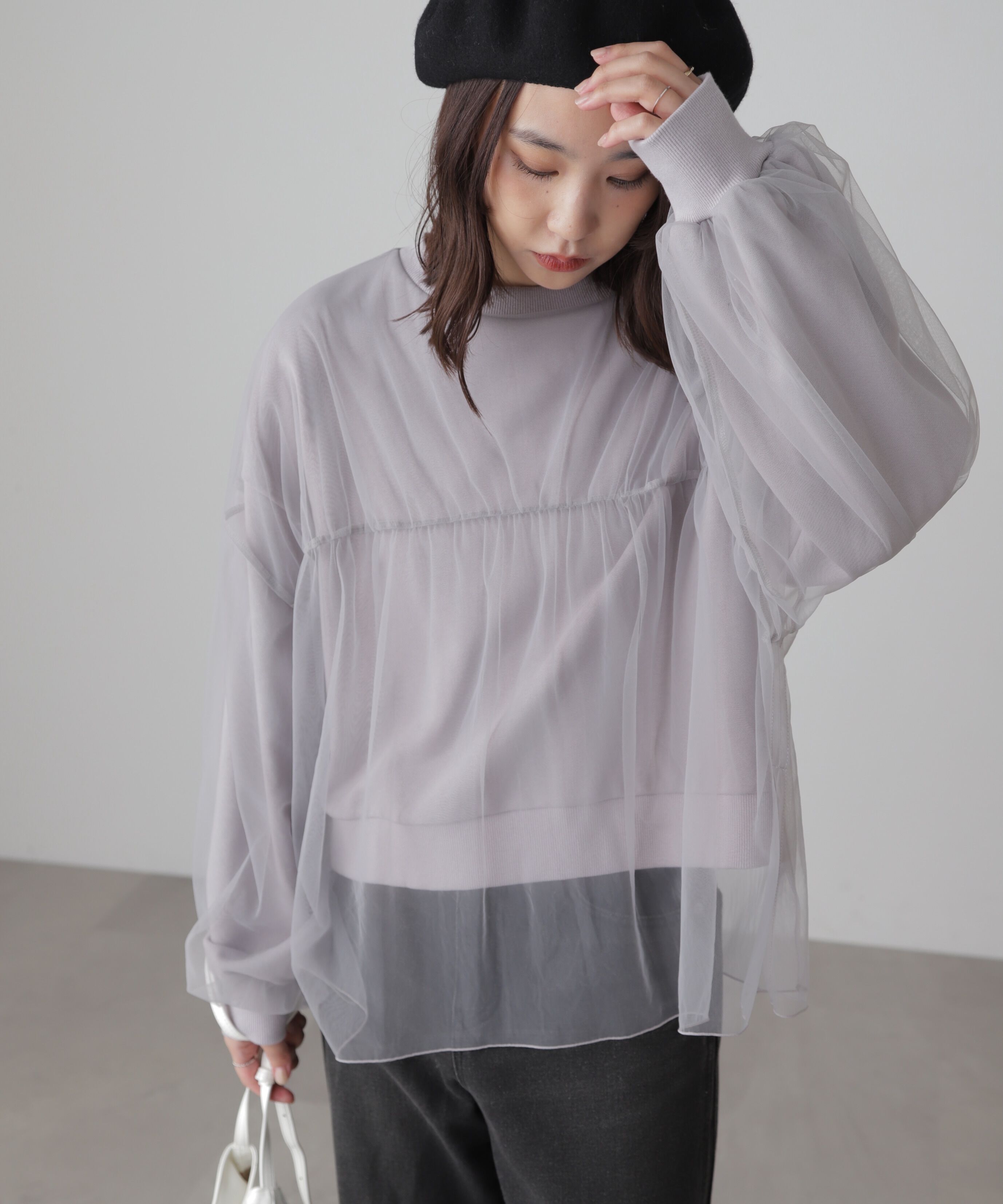  「チュールレイヤードスウェット」|Tシャツ・カットソー|