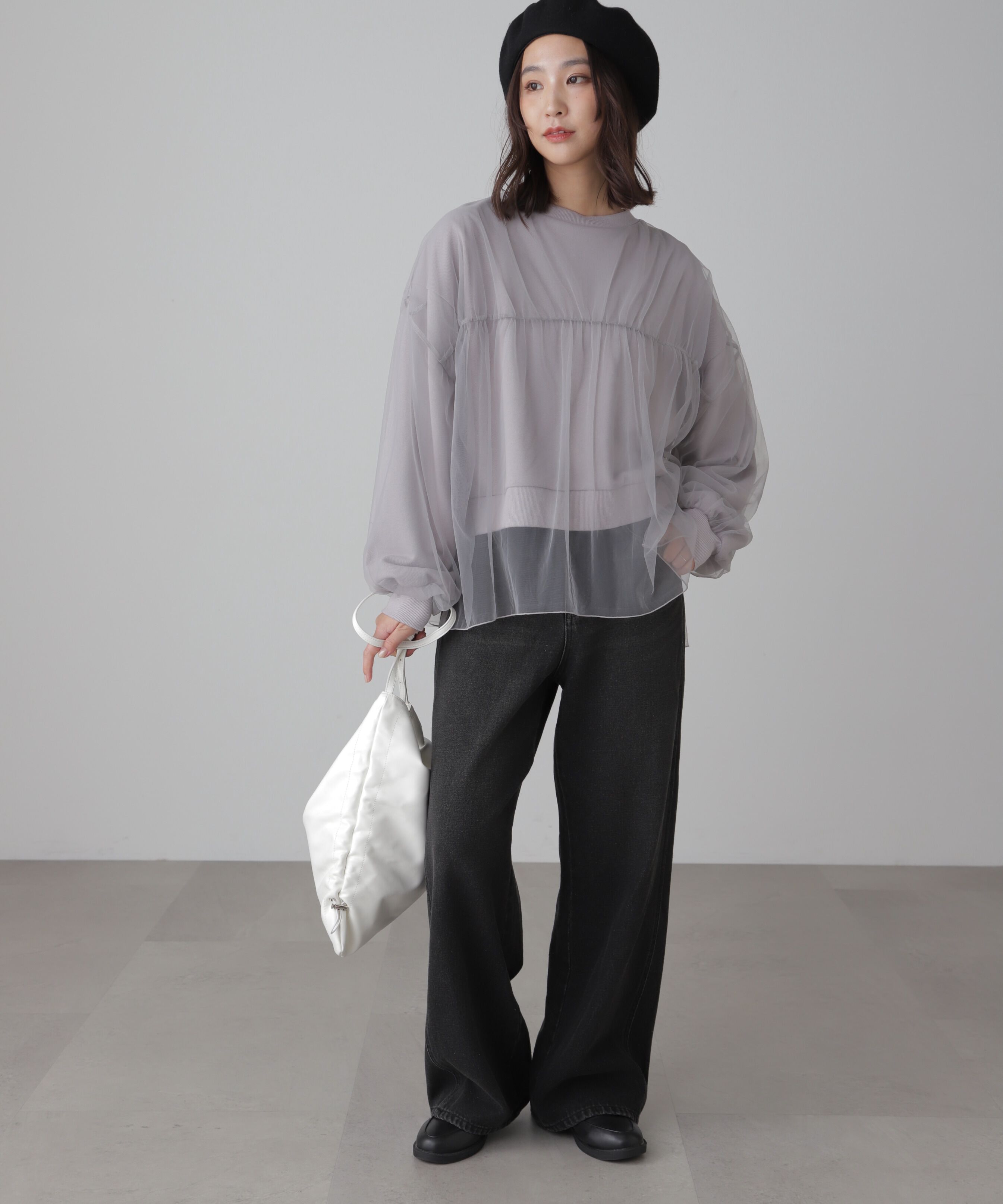  「チュールレイヤードスウェット」|Tシャツ・カットソー|