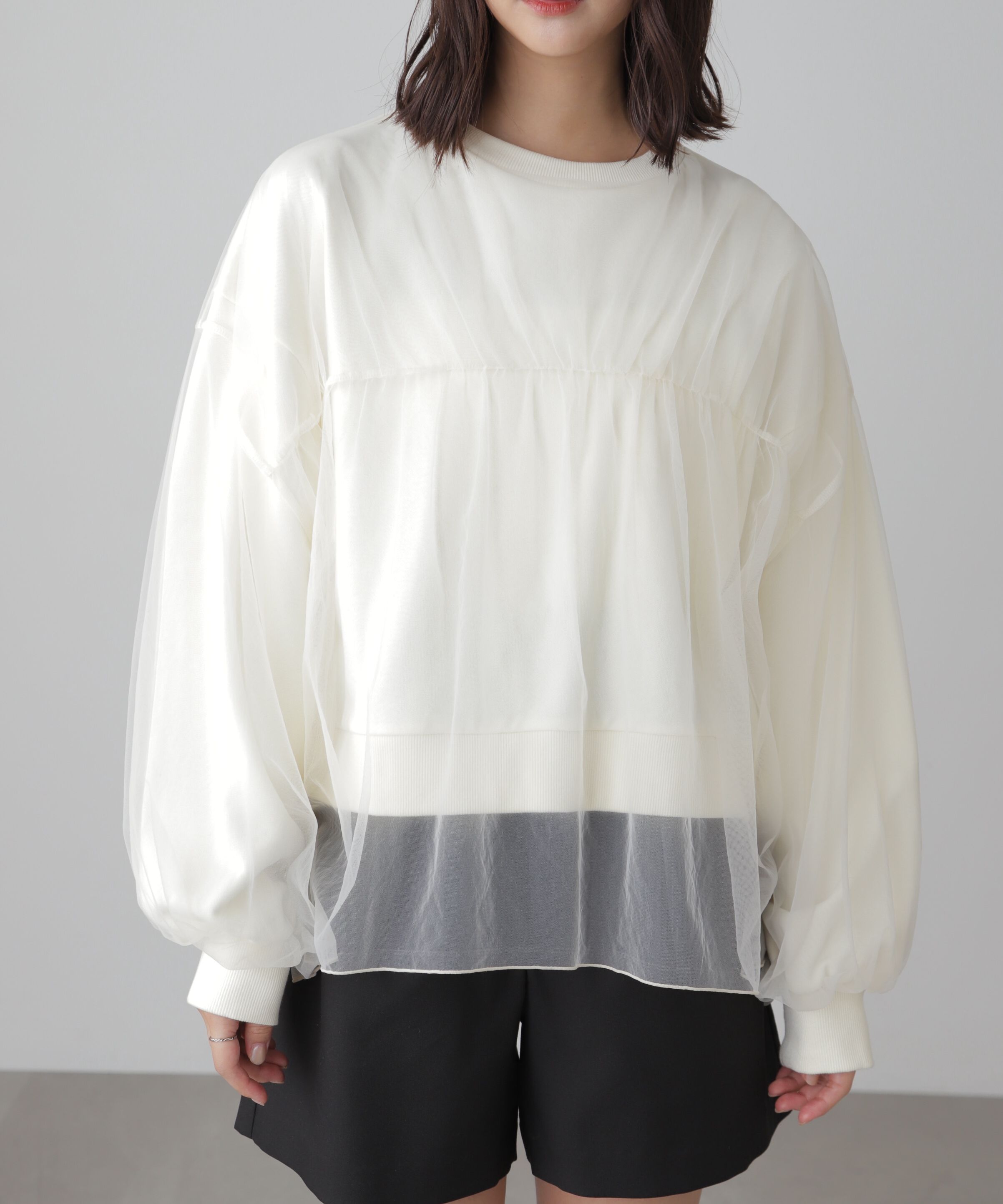  「チュールレイヤードスウェット」|Tシャツ・カットソー|
