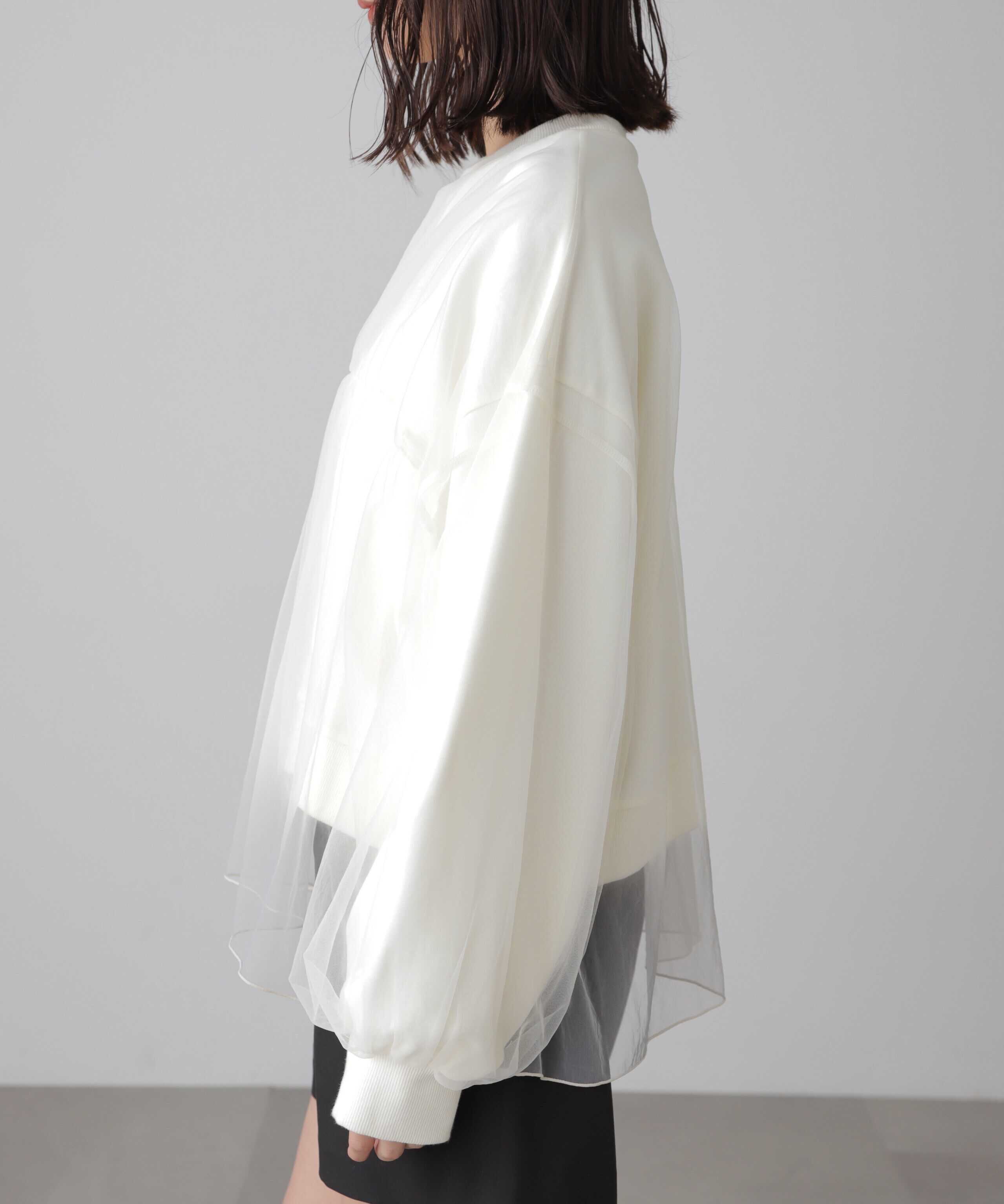  「チュールレイヤードスウェット」|Tシャツ・カットソー|