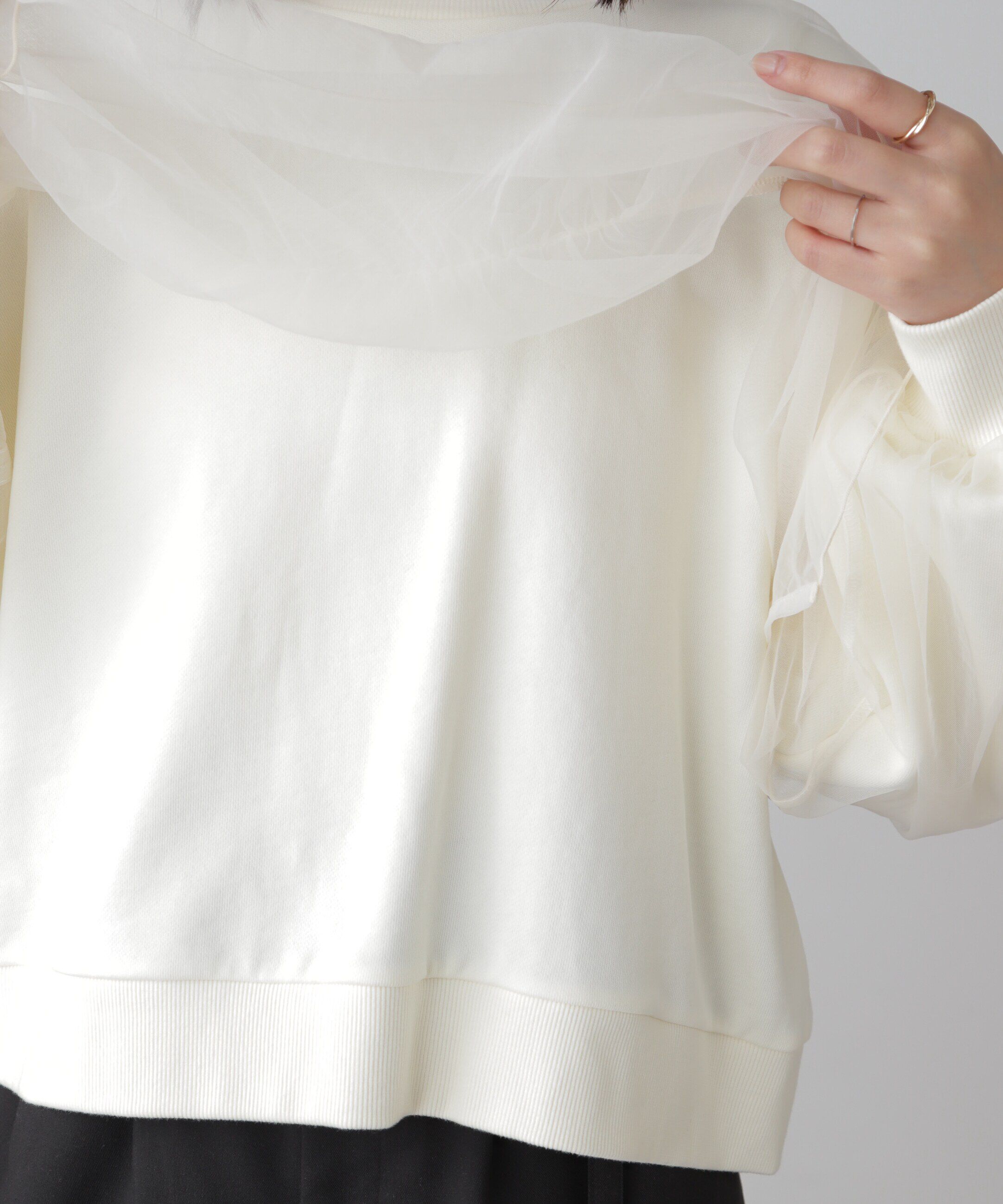  「チュールレイヤードスウェット」|Tシャツ・カットソー|