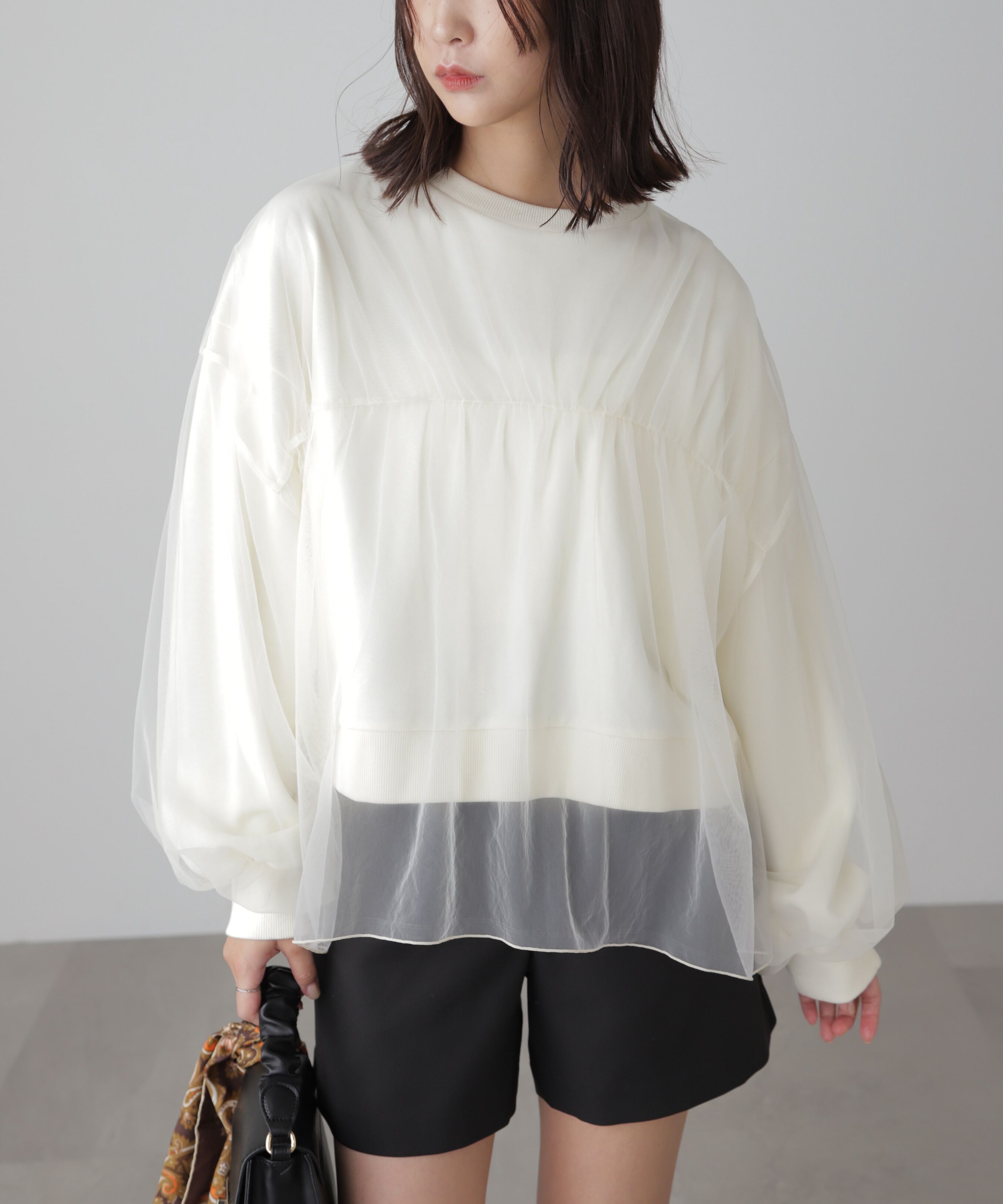  「チュールレイヤードスウェット」|Tシャツ・カットソー|