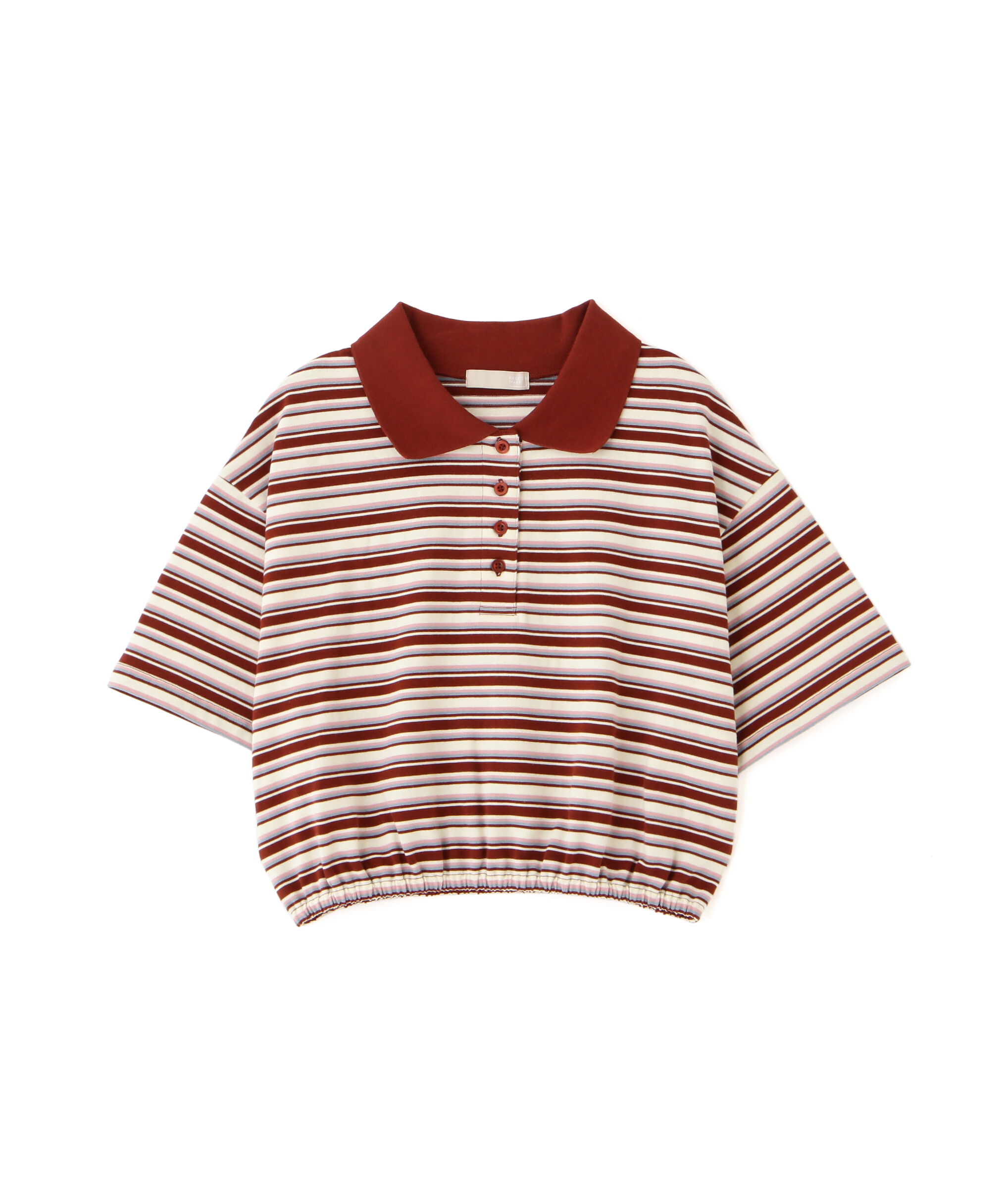  「ボーダーポロクロップドトップス」|Tシャツ・カットソー|