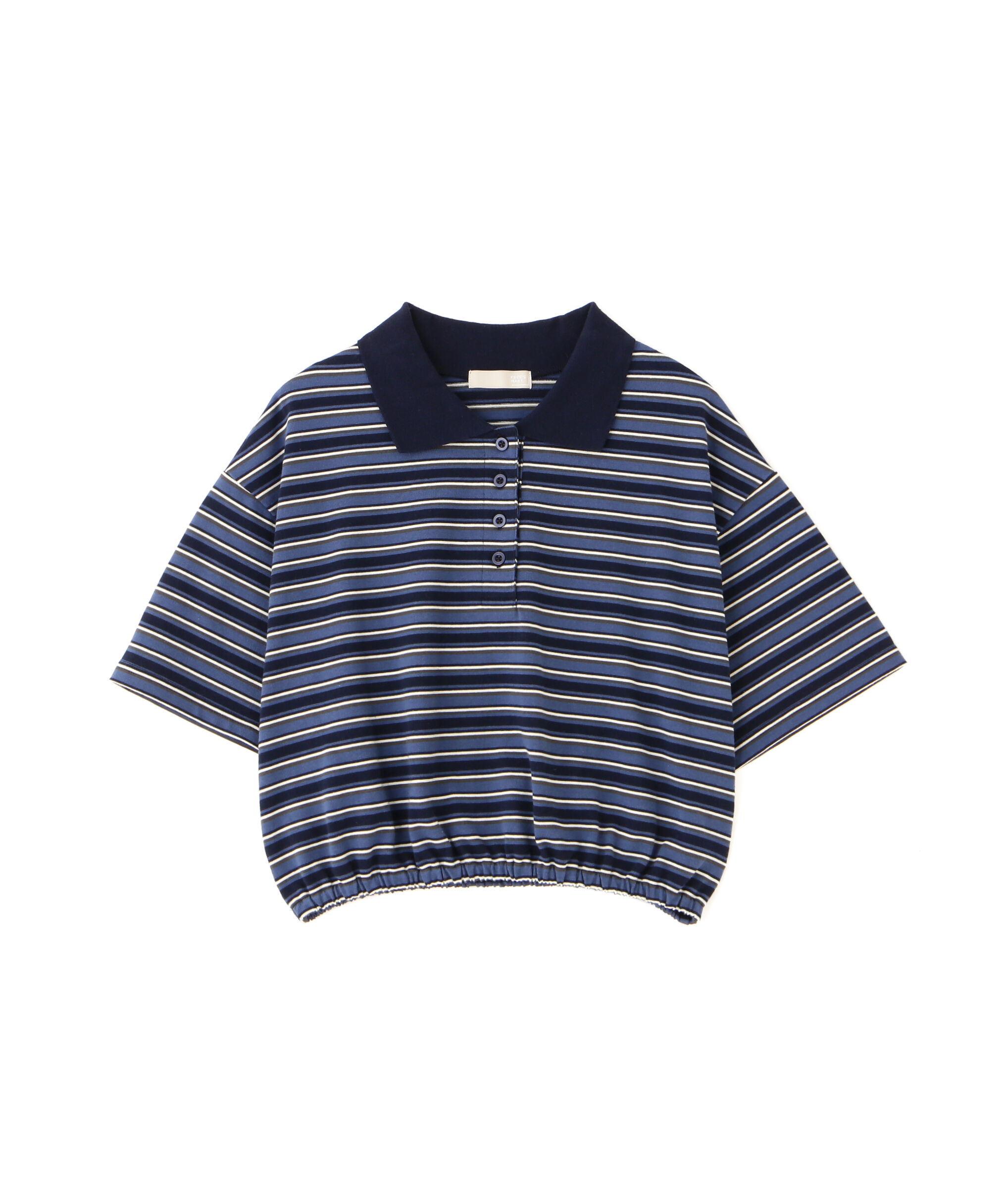  「ボーダーポロクロップドトップス」|Tシャツ・カットソー|