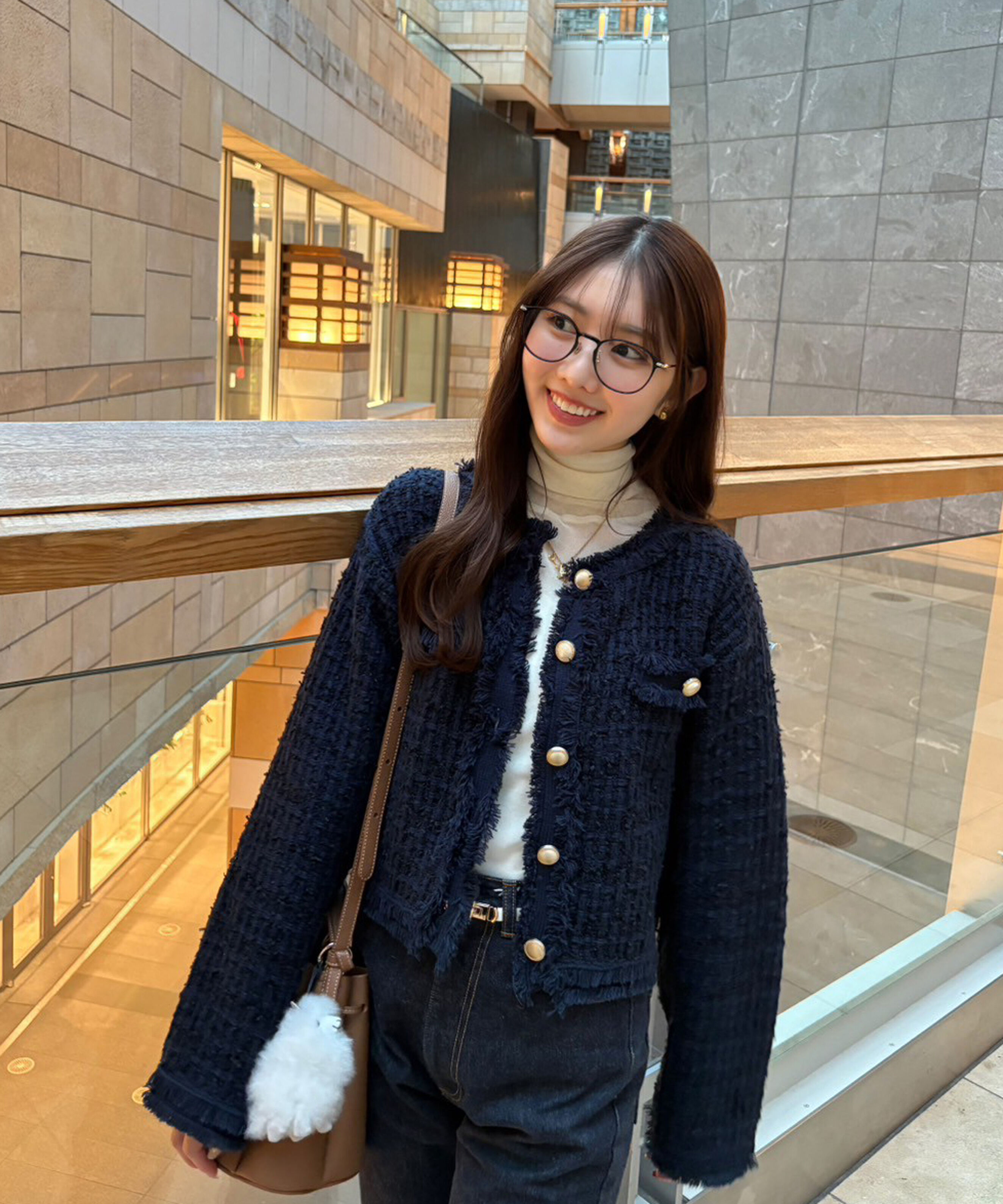  「ツィードニットカーディガン」|ニット・セーター|ネイビー